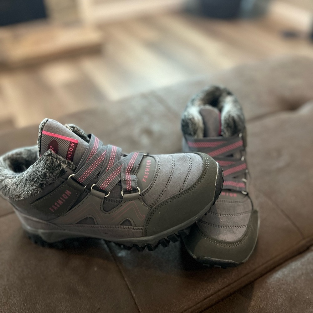 Pink and Gray Winter Boots